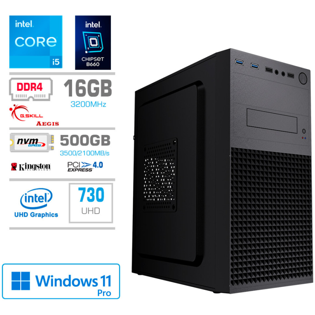 Računalnik MEGA MT S4 i5-13400/Intel 730/16GB/500GB-4.0/450W/Win11Pro