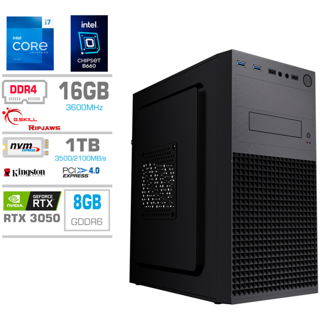 Računalnik MEGA MT S4 i7-13700F/RTX3050-8GB/16GB/1TB-4.0/450W/Brez OS