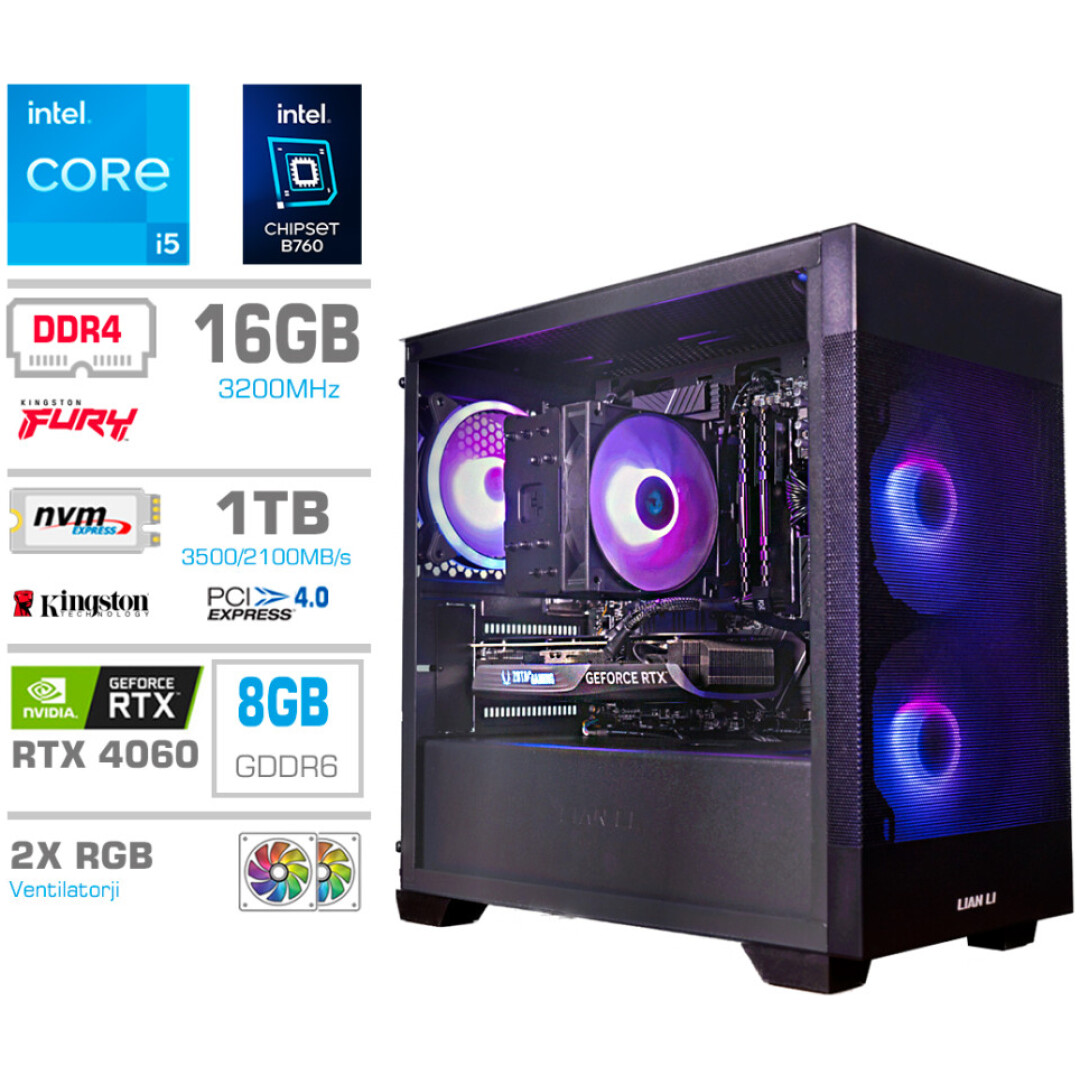 Računalnik MEGA MT S7X GAMER i5-13400F/RTX4060/16GB/1TB-4.0/750W/Brez OS/črna