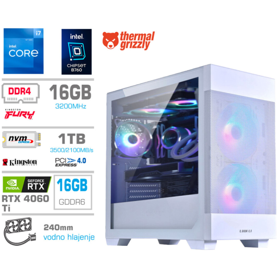 Računalnik MEGA MT S7X GAMER i7-12700K/RTX4060Ti-16GB/16GB/1TB-4.0/750W/Brez OS/bela RGB