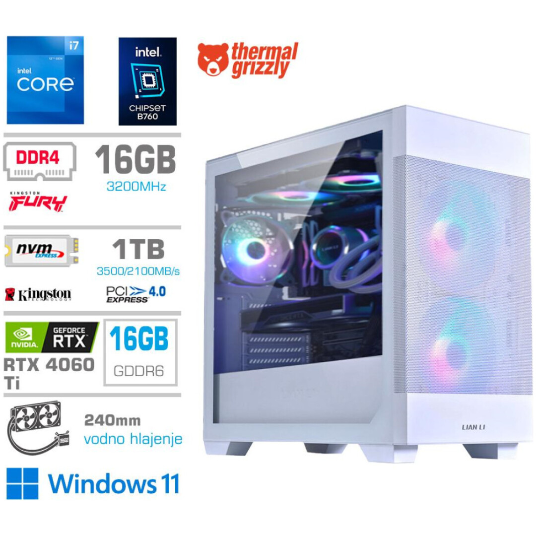 Računalnik MEGA MT S7X GAMER i7-12700K/RTX4060Ti-16GB/16GB/1TB-4.0/750W/Win11Home/bela RGB