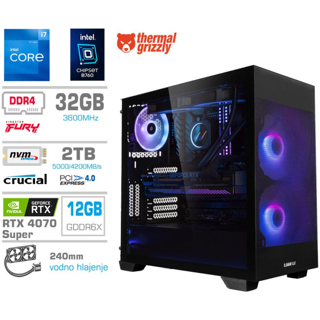 Računalnik MEGA MT S7X GAMER i7-12700K/RTX4070 Super/32GB/2TB-4.0/750W/Brez OS/črna RGB