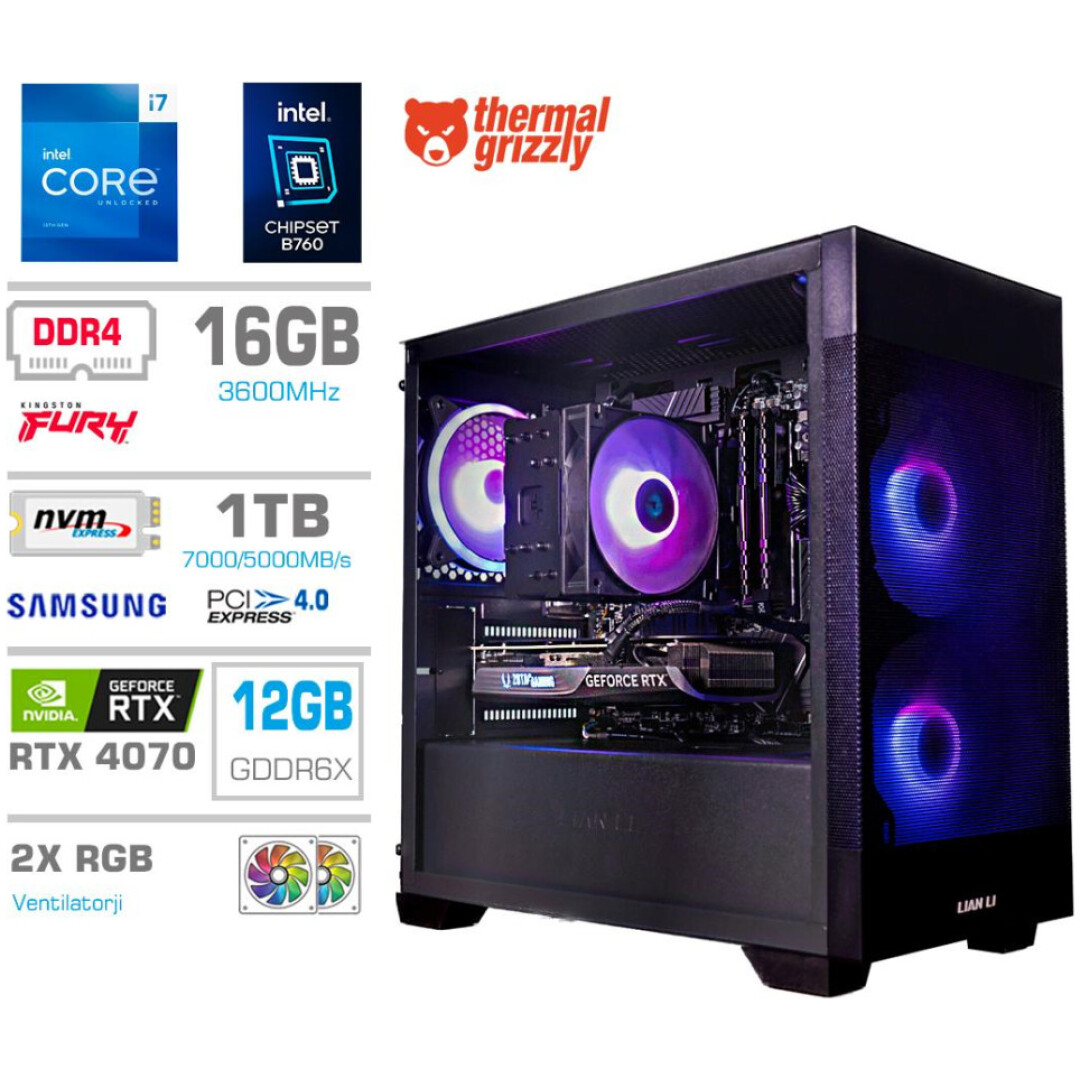 Računalnik MEGA MT S7X GAMER i7-13700/RTX4070/16GB/1TB-4.0/750W/Brez OS/črna