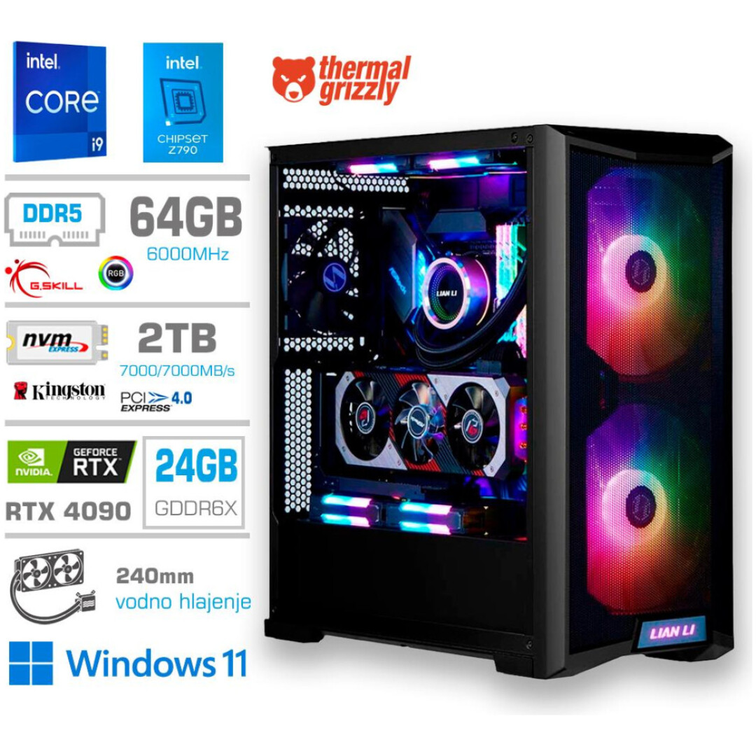 Računalnik MEGA TWR S10 i9-14900K/RTX4090/64GB-DDR5/2TB-4.0/1000W/Win11Home/črna RGB