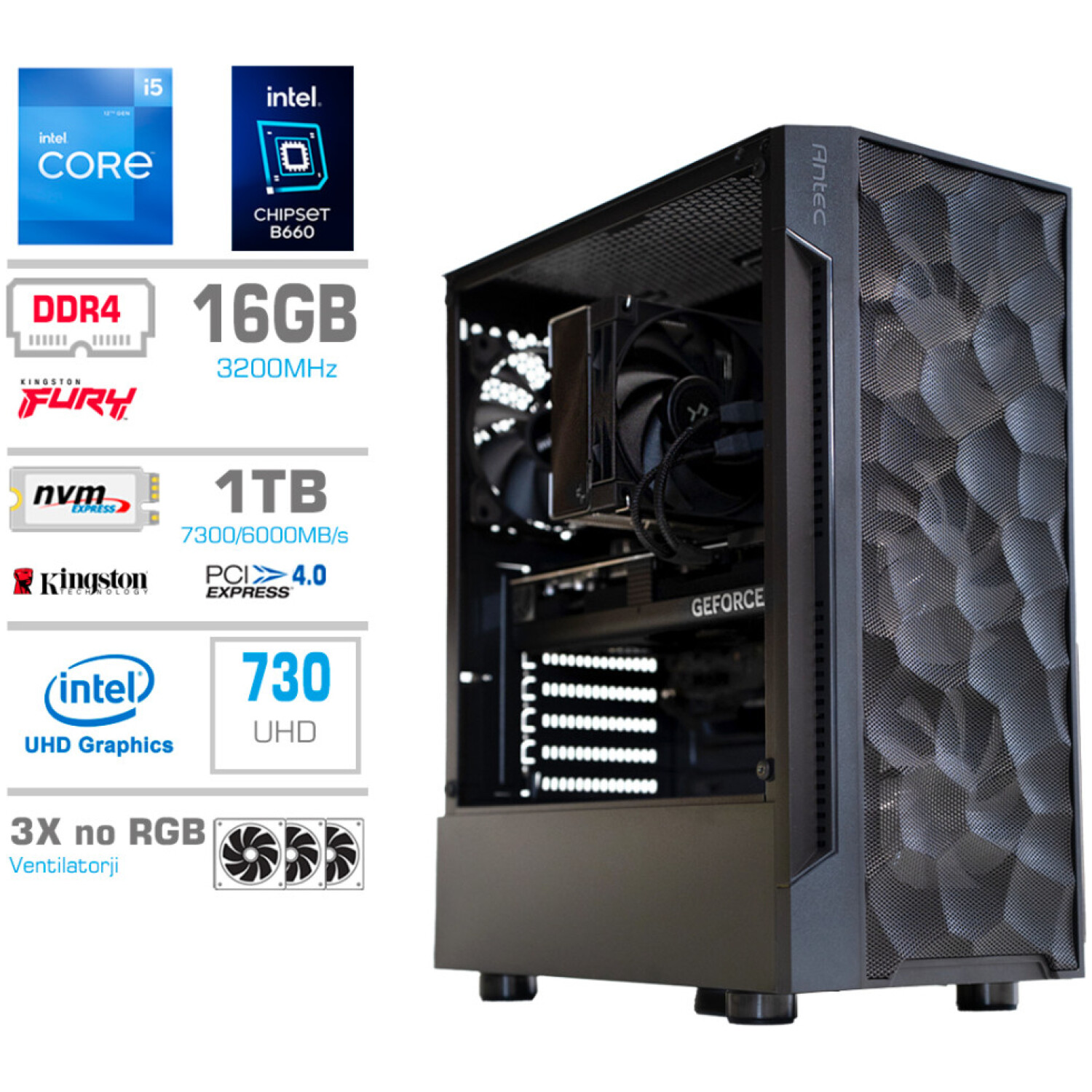 Računalnik MEGA TWR S7 i5-12400/Intel 730/16GB/1TB-4.0/750W/Brez OS