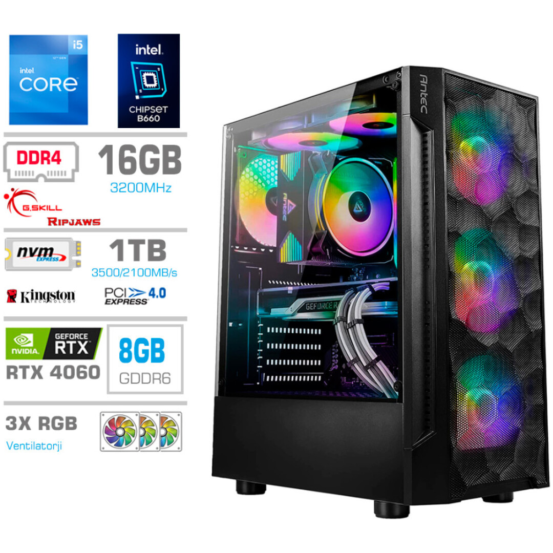 Računalnik MEGA TWR S7 i5-12600K/RTX4060/16GB/1TB-4.0/750W/Brez OS RGB