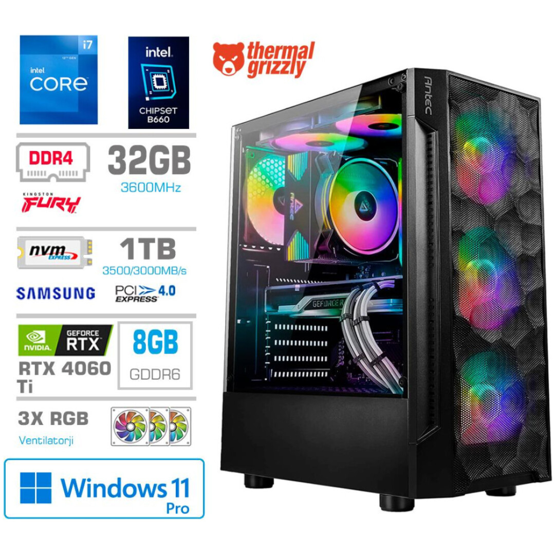 Računalnik MEGA TWR S7 i7-12700F/RTX4060Ti-8GB/16GB/1TB/750W/Win11Pro RGB