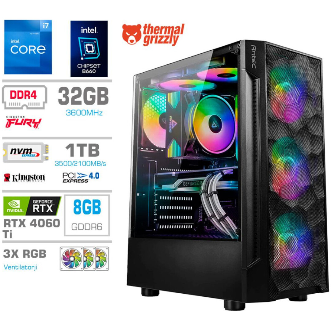 Računalnik MEGA TWR S7 i7-12700K/RTX4060Ti-8GB/32GB/1TB-4.0/750W/Brez OS RGB