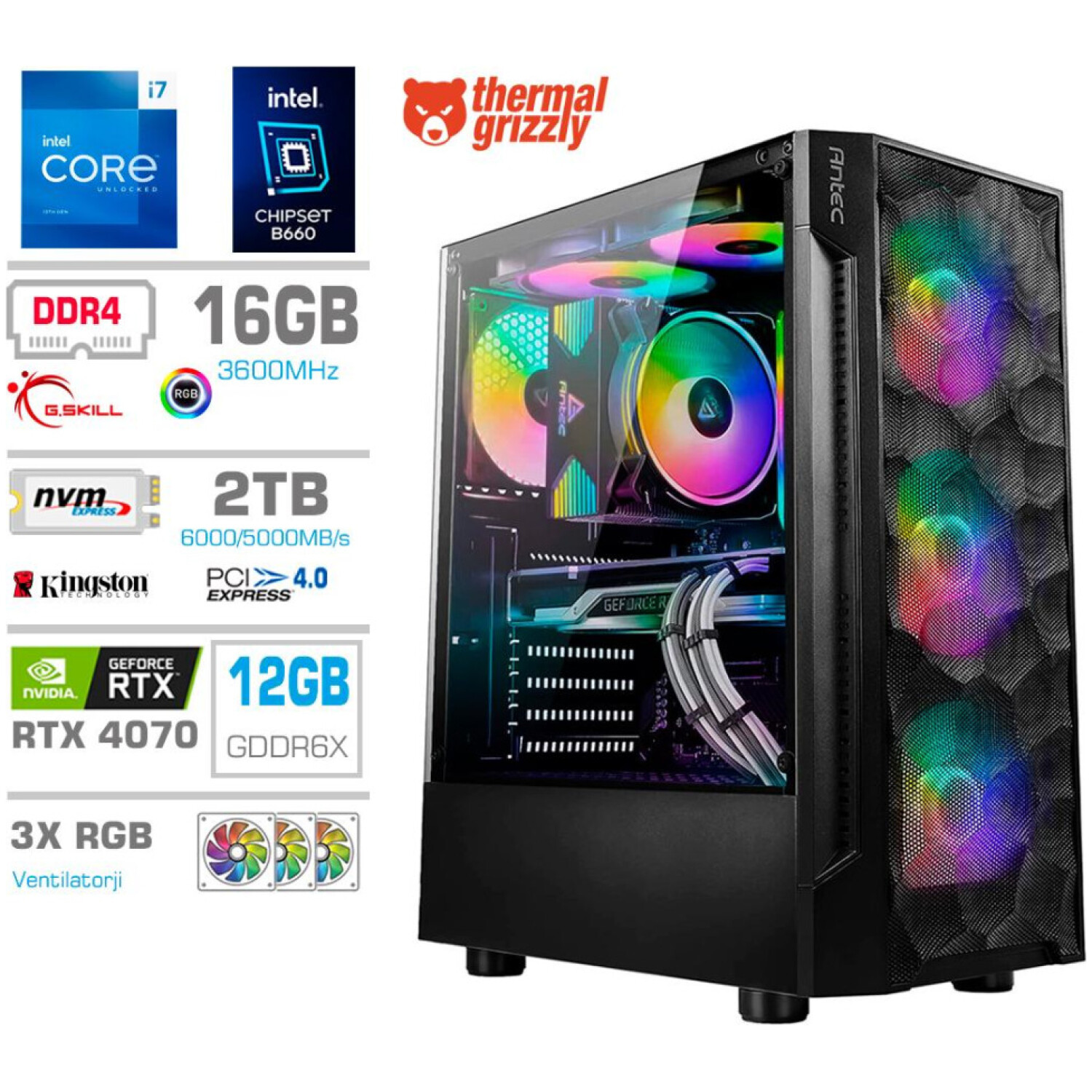 Računalnik MEGA TWR S7 i7-13700KF/RTX4070/32GB/2TB-4.0/750W/Brez OS RGB