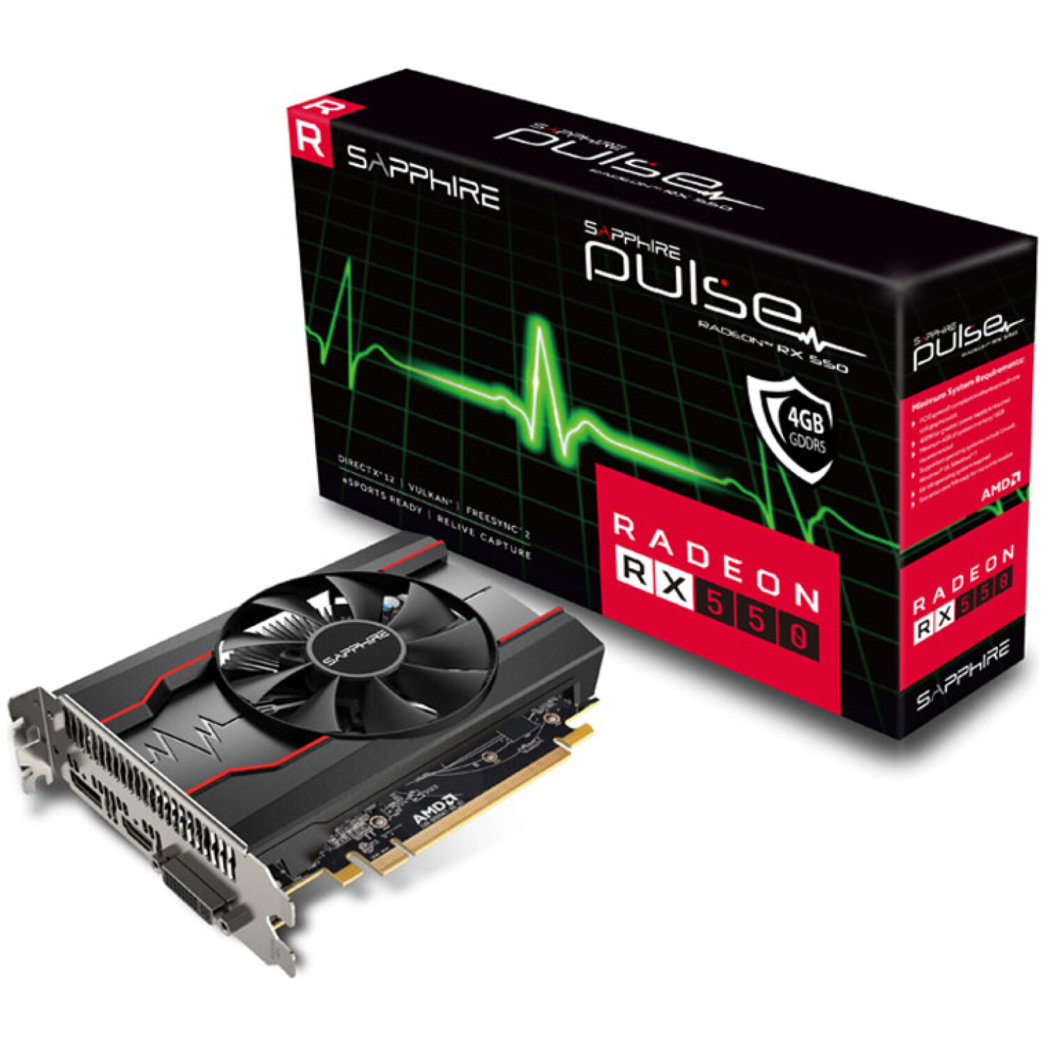 SAPPHIRE PULSE Radeon RX 550 OC 4GB GDDR5 (11268-01-20G) lite grafična kartica