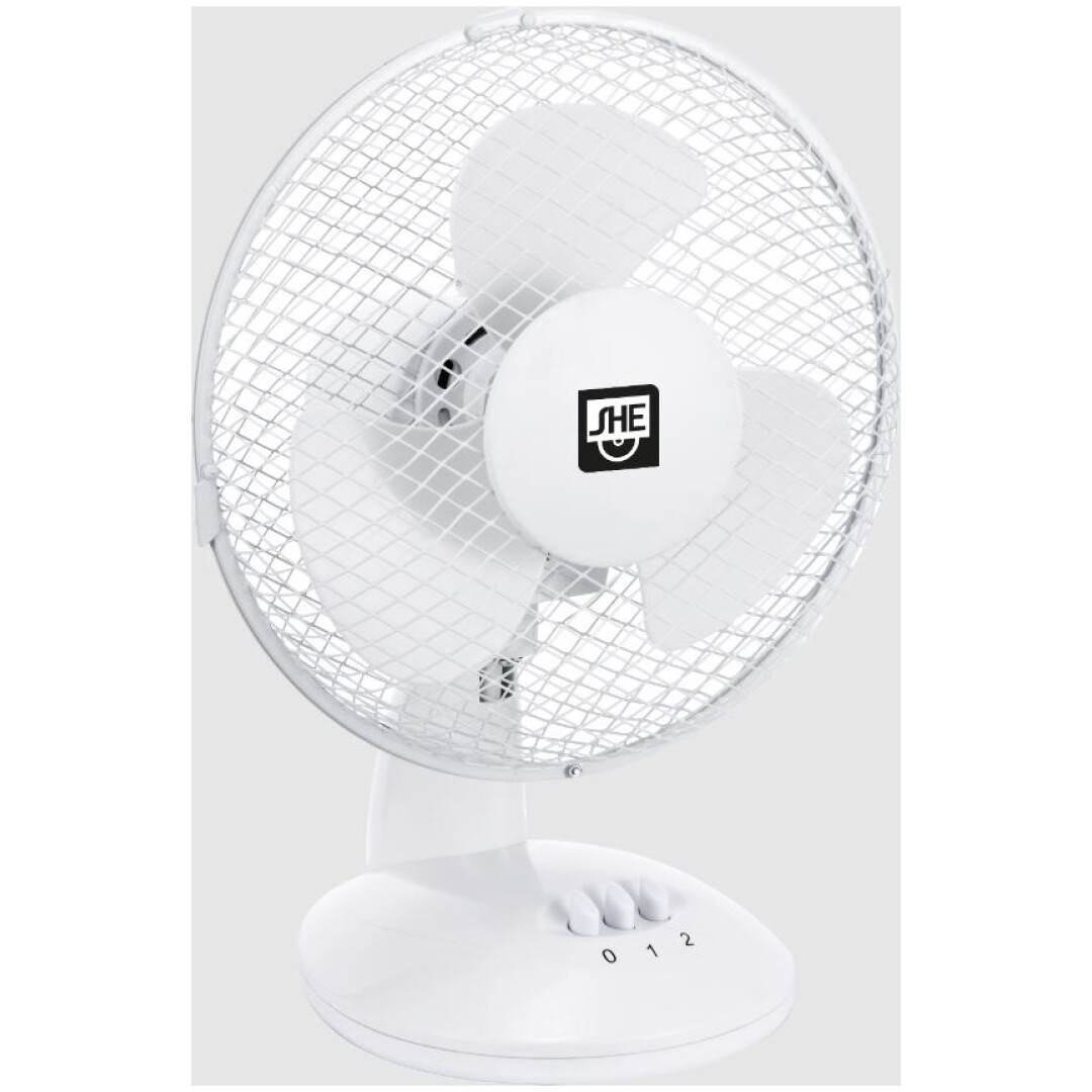 SHE namizni ventilator 30 cm 40W bel