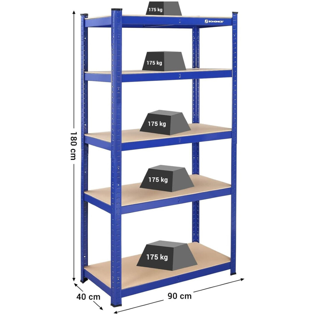 SONGMICS Regal 90 x 180 x 40 cm rjavo-moder