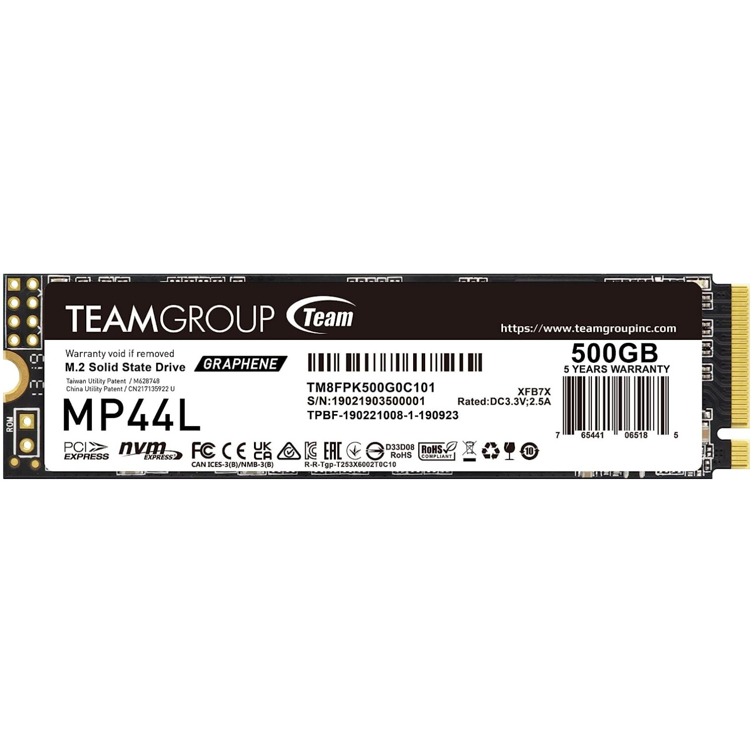 Teamgroup 500GB M.2 NVMe SSD MP44L 5000/2500 MB/s 2280