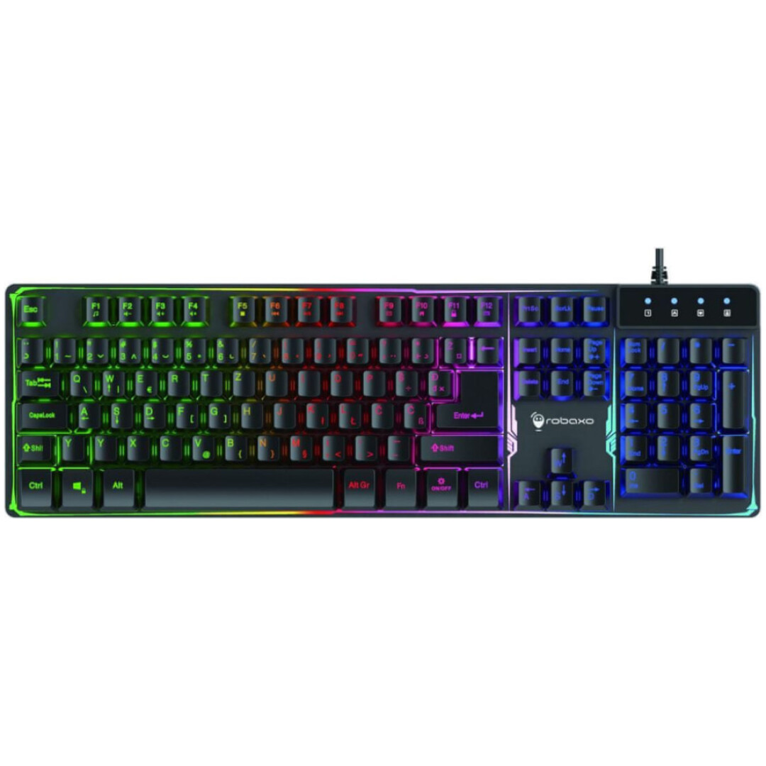 Tipkovnica Robaxo USB gaming GKB510 SLO črna membranska LED mavrična osvetlitev (00002196)