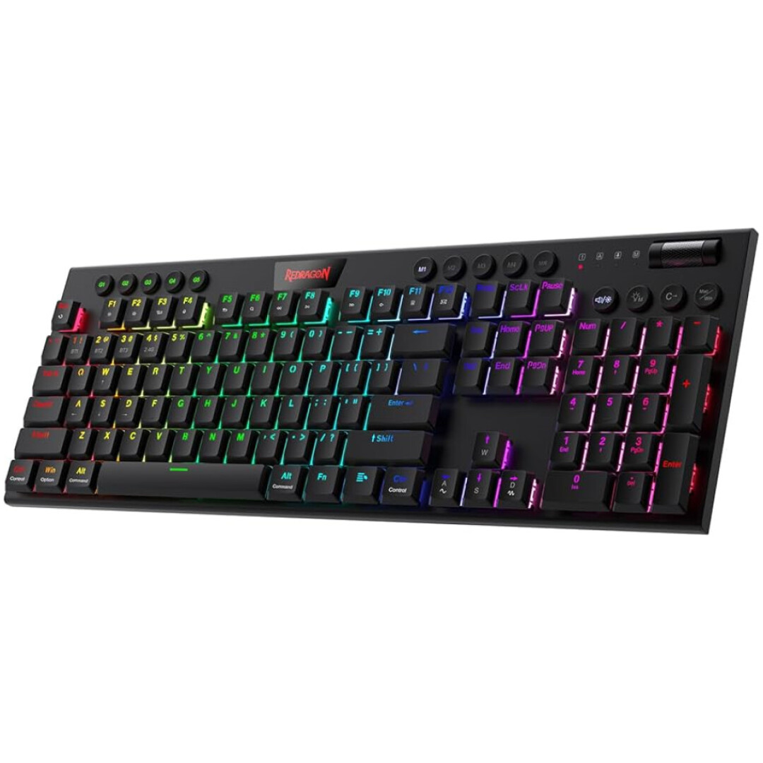 Tipkovnica brezžična + Bluetooth USB-C Redragon HORUS PRO K618RGB-PRO US | črna RGB (17433)