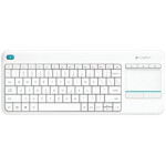 Tipkovnica brezžična Logitech K400 Plus US | bela + Touchpad (920-007128)