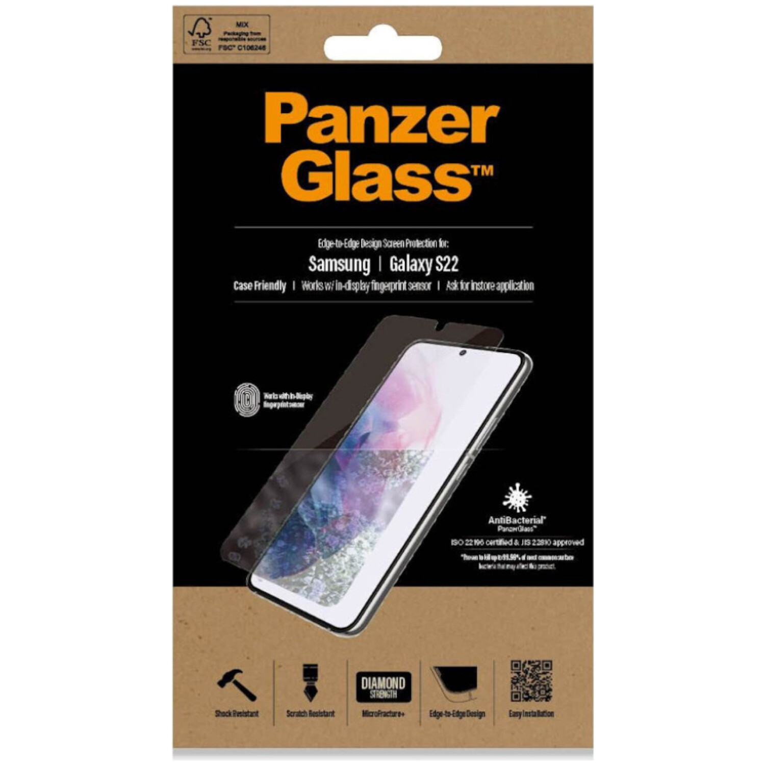 Zaščitno steklo PANZERGLASS GALAXY S22 CF FINGER PRINT AB