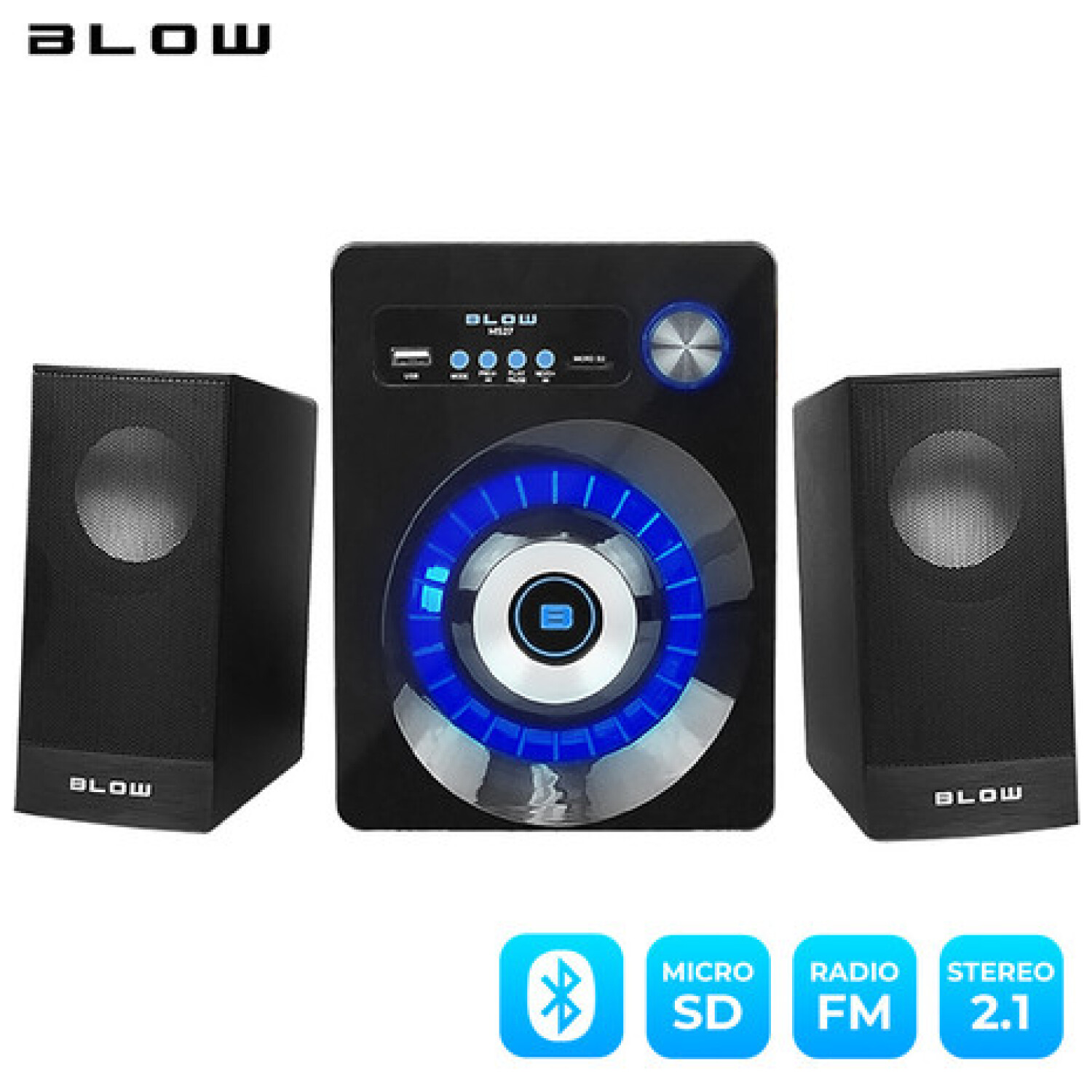 Zvočniki bluetooth BLOW MS-27 10W + 2x3W 2.1 (črna)