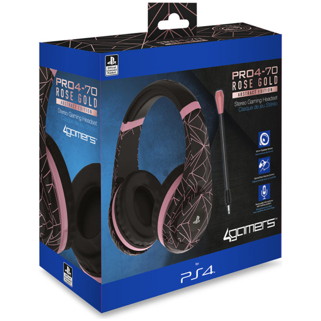 4GAMERS PS4 STEREO GAMING HEADSET ROSE GOLD EDITION - ABSTRACT BLACK