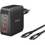 Intenso 140W GaN napajalnik s priključkom 3xUSB-C in 1xUSB-A ter priloženim 2M 200W USB-C kablom