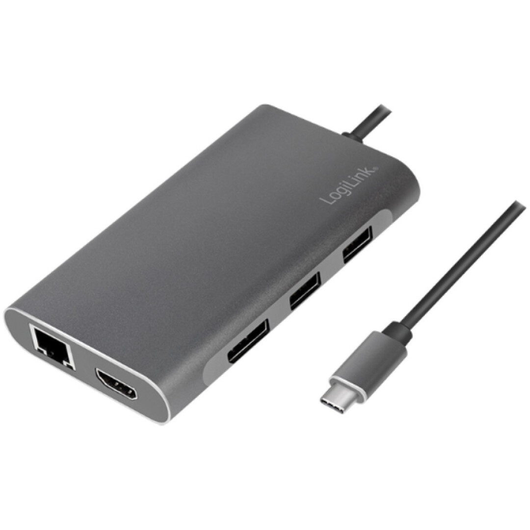 Priklopna postaja USB-C => 2x USB 3.0 tip A 2x USB 2.0 tip A 1x USB 3.0 PD 100W 1x HDMI 1x DisplayPort 1x RJ45 LogiLink (UA0382)