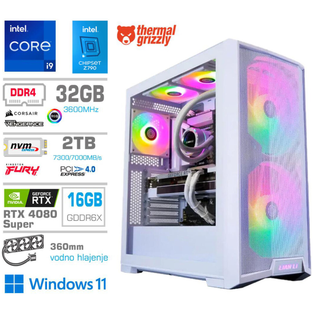 Računalnik MEGA TWR S10 i9-13900K/RTX4080 Super/32GB/2TB-4.0/1000W/Win11Home/bel RGB