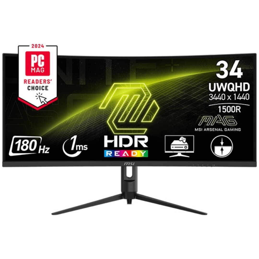 Zaslon MSI MAG 342CQR E2 34" / UWQHD / 180Hz / 1ms / ukrivljen (črn)