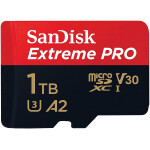 SanDisk Extreme PRO microSDXC 1TB + SD Adapter + 2 leti RescuePRO Deluxe 200MB/s branje/ 140MB/s zapisovanje A2 C10 V30 UHS-I U3