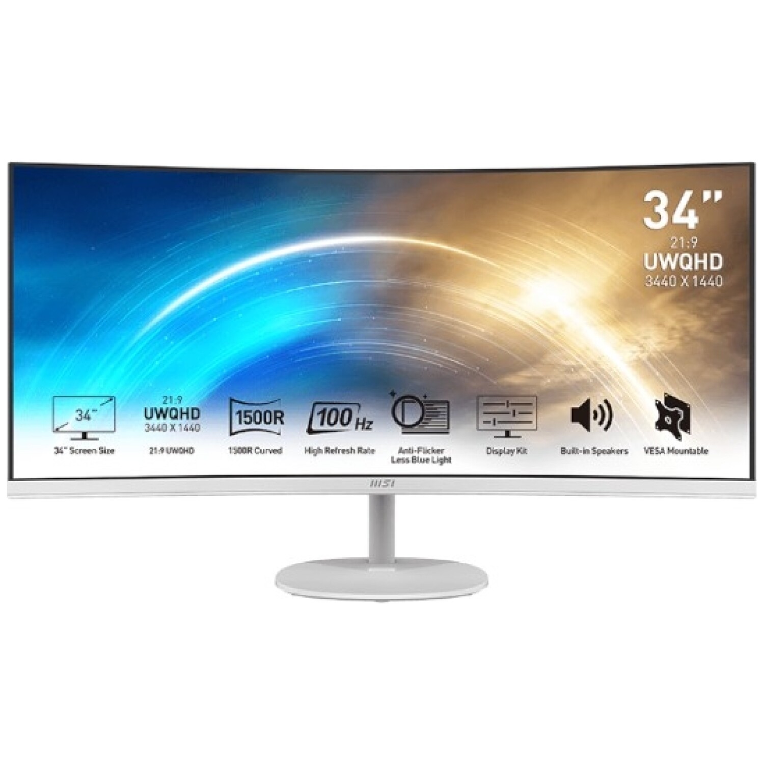 Zaslon MSI PRO MP341CQW 34" / UWQHD / VA / 100Hz / 1ms MPRT (bel)