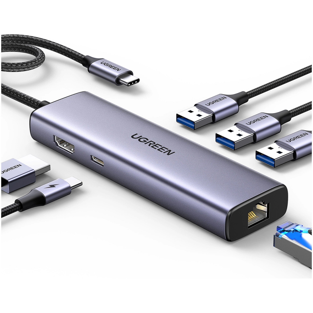 Ugreen 6-v-1 USB-C Hub (100 W PD vhod