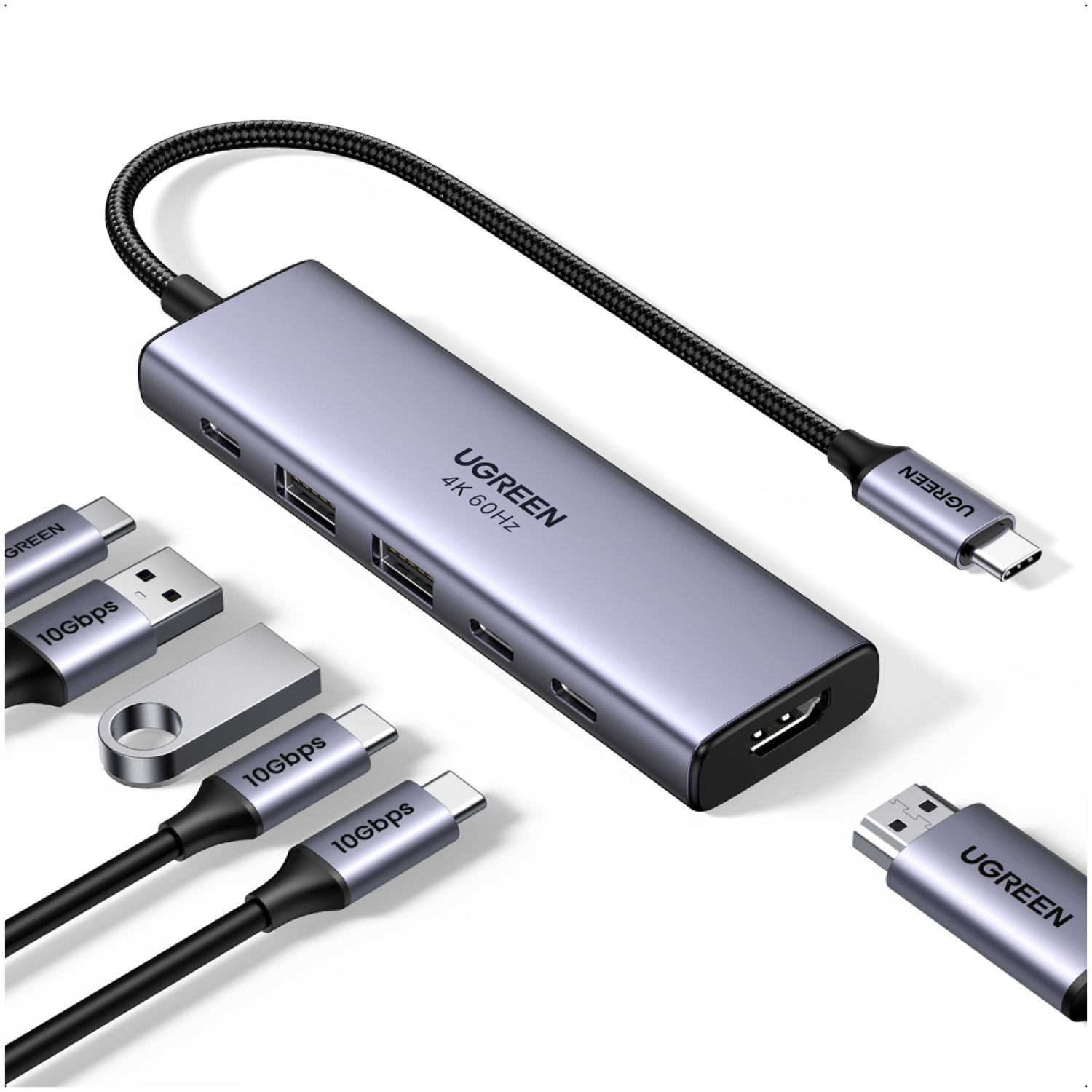 Ugreen 6v1 priklopna postaja s 100W PD USB-C vhodom