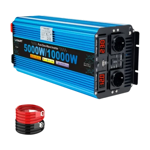 LVYUAN inverter s čistim sinusom 5000 W / 10000 W peak, 12/24 V → 230 V